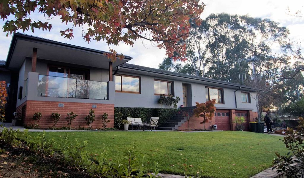 brick with cladding house built on an incline